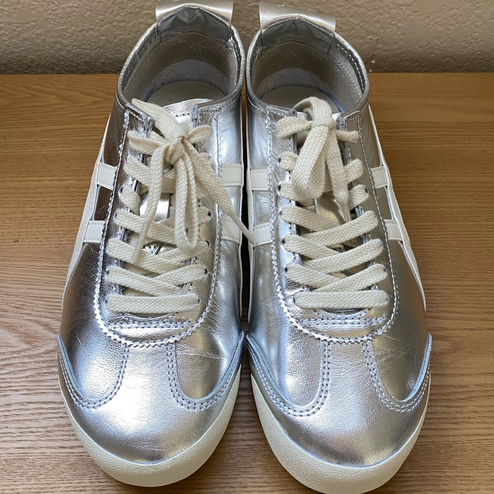 Silver and White Sneakers